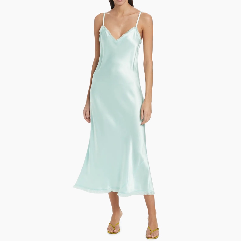 Vince Light Blue Satin Midi Dress